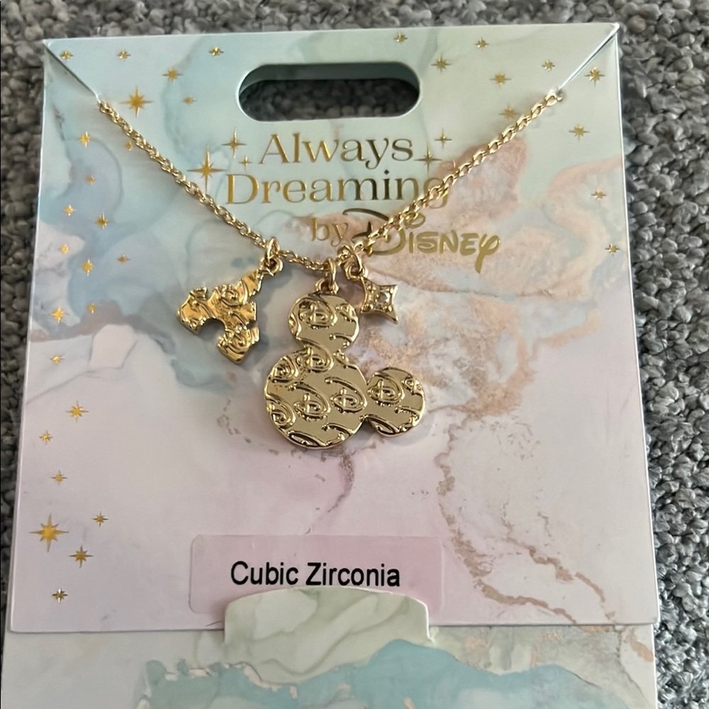 Disney Gold Mickey Castle Charm Necklace-Always Dreaming by Disney